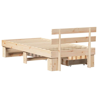 Sengestel Med Hovedgærde Brun 75 190 Cm Massivt Fyrretræ - Billede 10