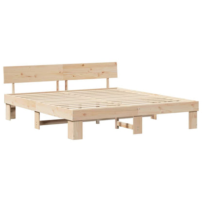 Sengestel Med Hovedgærde Brun 180 X 200 Cm Massivt Fyrretræ - Billede 2