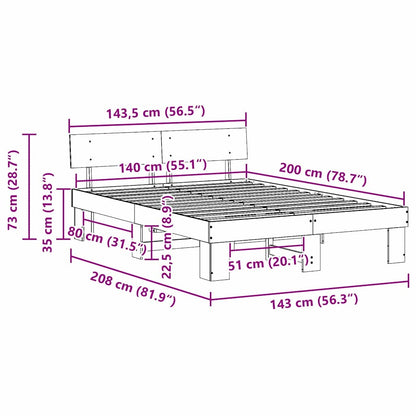 Sengestel Med Hovedgærde Brun 140 200 Cm Massivt Fyrretræ - Billede 10