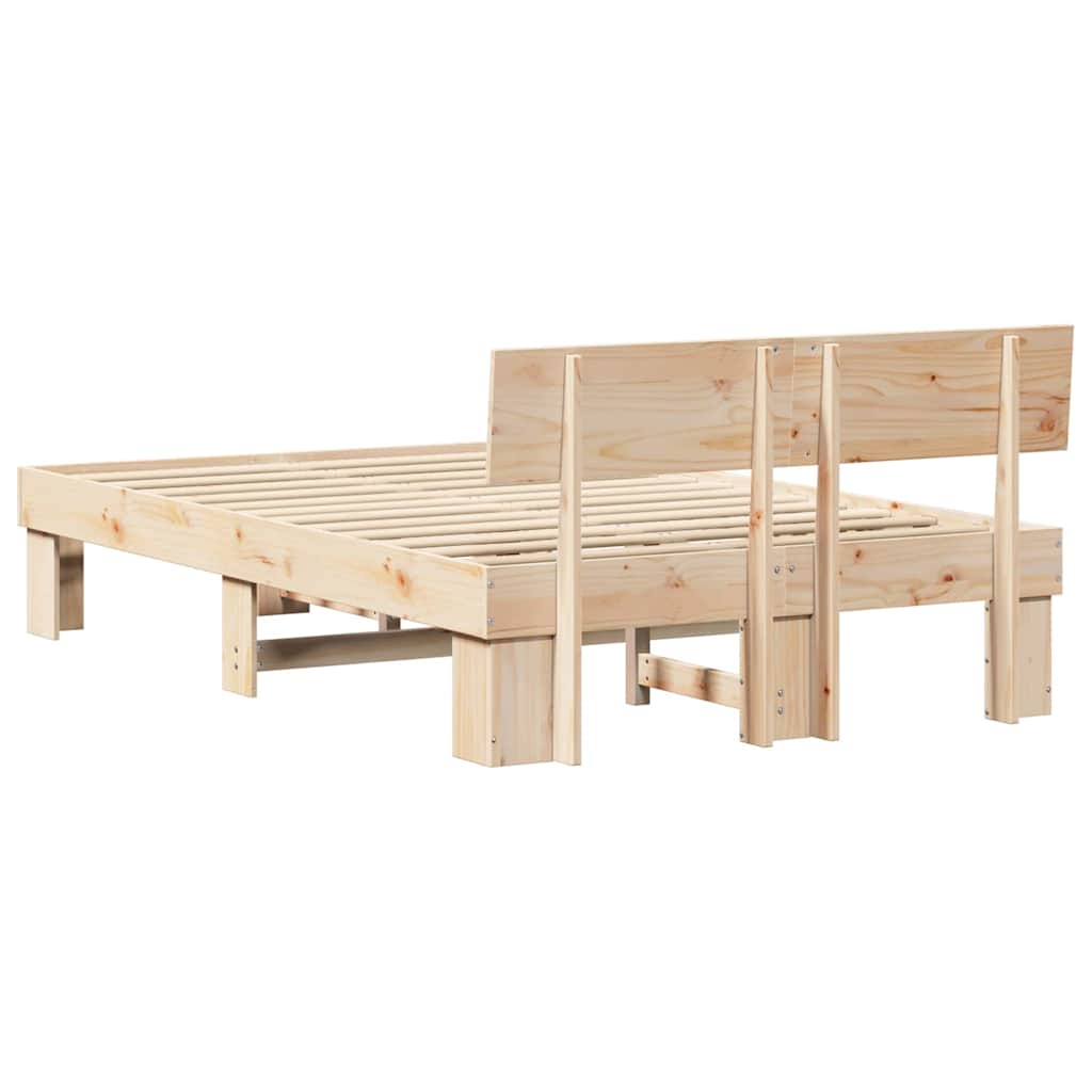 Sengestel Med Hovedgærde Brun 140 X 190 Cm Massivt Fyrretræ - Billede 8