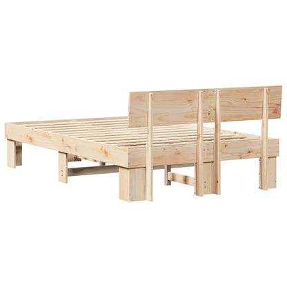 Sengestel Med Hovedgærde Brun 140 X 190 Cm Massivt Fyrretræ - Billede 8