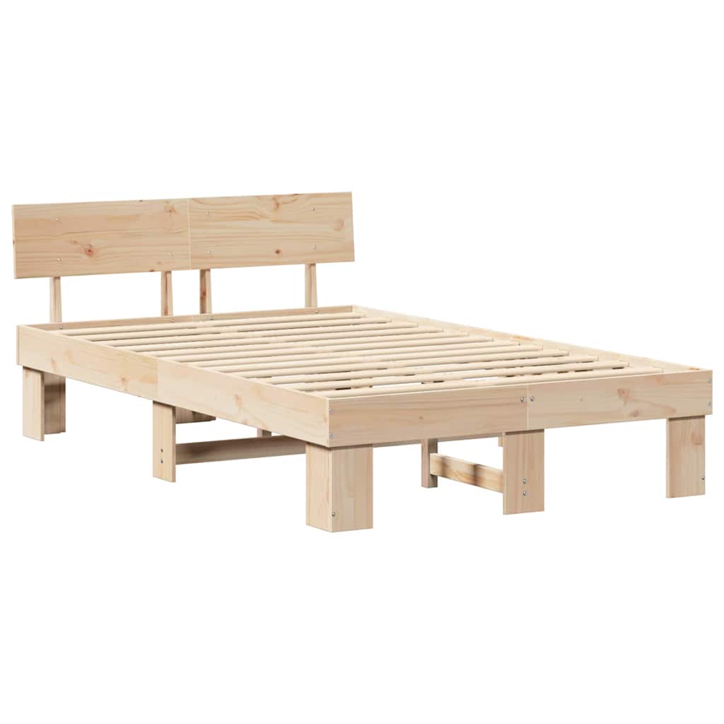 Sengestel Med Hovedgærde Brun 135 190 Cm Massivt Fyrretræ - Billede 2