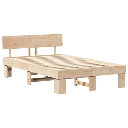Sengestel Med Hovedgærde Brun 135 190 Cm Massivt Fyrretræ - Billede 2