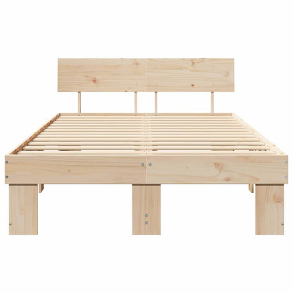 Sengestel Med Hovedgærde Brun 135 190 Cm Massivt Fyrretræ - Billede 6