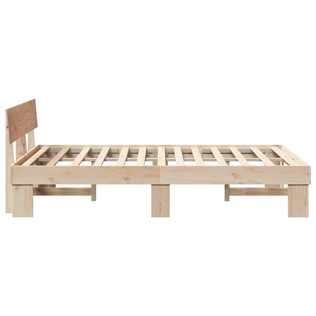 Sengestel Med Hovedgærde Brun 135 190 Cm Massivt Fyrretræ - Billede 7
