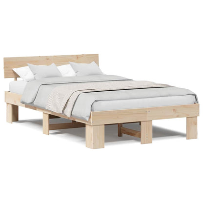 Sengestel Med Hovedgærde Brun 135 190 Cm Massivt Fyrretræ - Billede 4