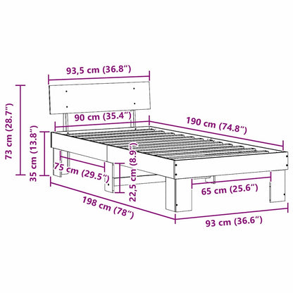 Sengestel Med Hovedgærde Brun 90 190 Cm Massivt Fyrretræ - Billede 10