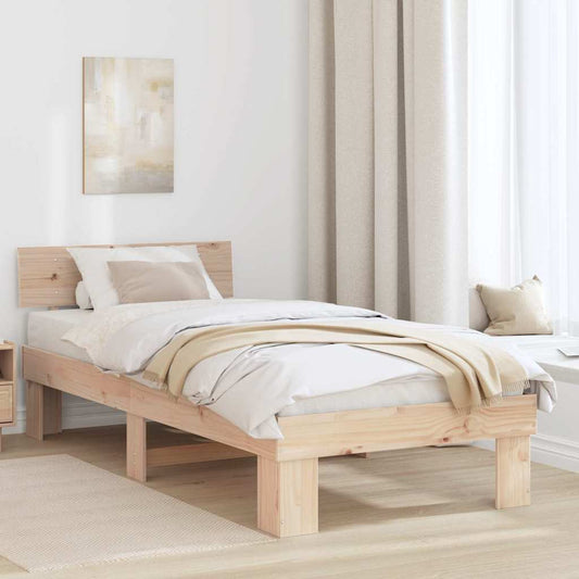 Sengestel Med Hovedgærde Brun 75 190 Cm Massivt Fyrretræ - Hovedbillede