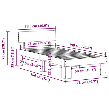 Sengestel Med Hovedgærde Brun 75 190 Cm Massivt Fyrretræ - Billede 10