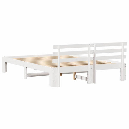 Sengestel Med Hovedgærde Hvid 140 X 200 Cm Massivt Fyrretræ - Billede 8
