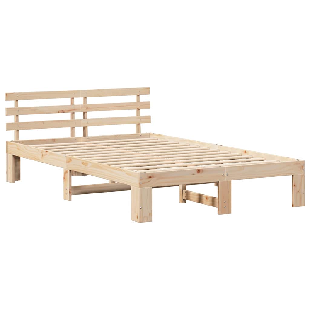 Sengestel Med Hovedgærde Creme 140 190 Cm Massivt Fyrretræ - Billede 2