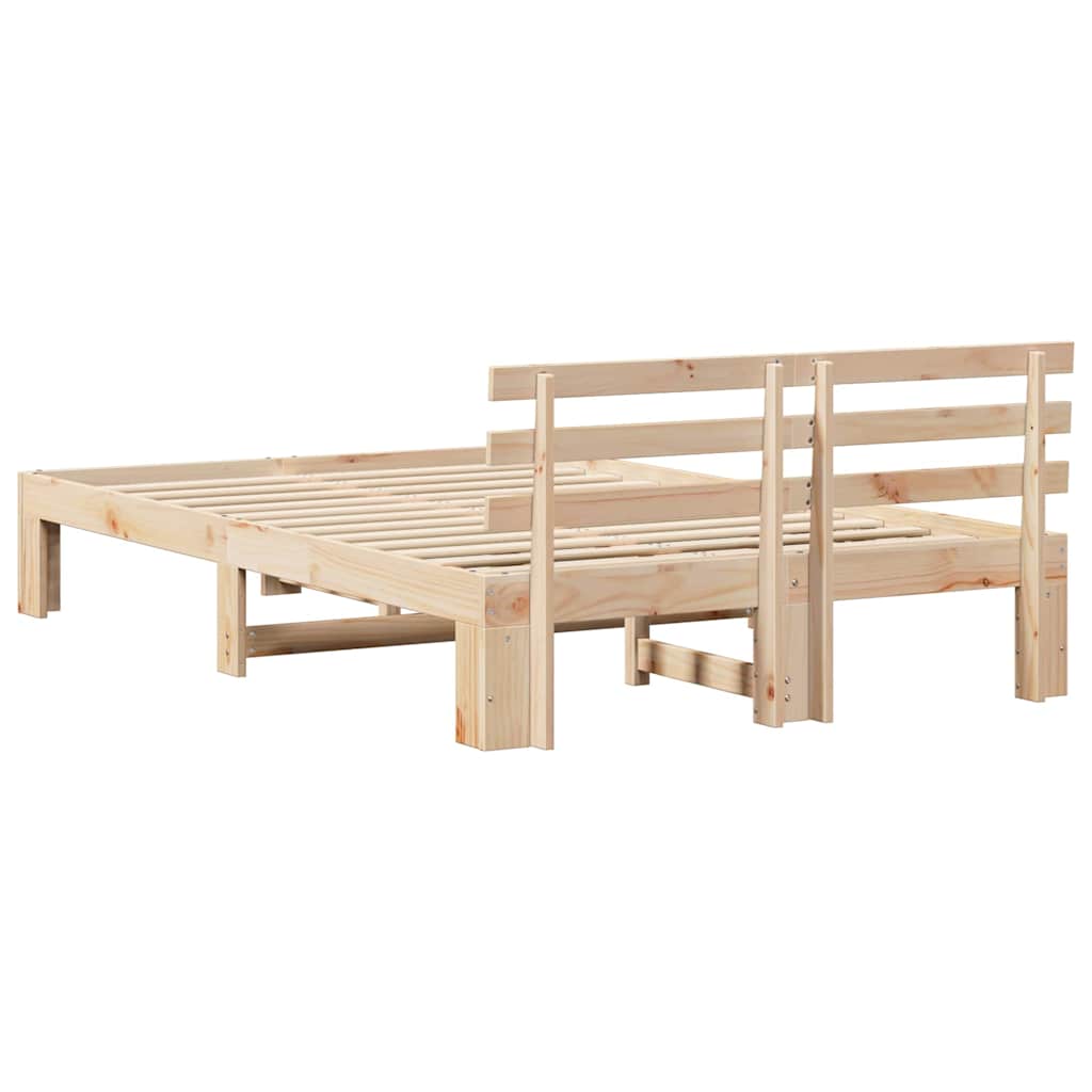Sengestel Med Hovedgærde Creme 140 190 Cm Massivt Fyrretræ - Billede 8