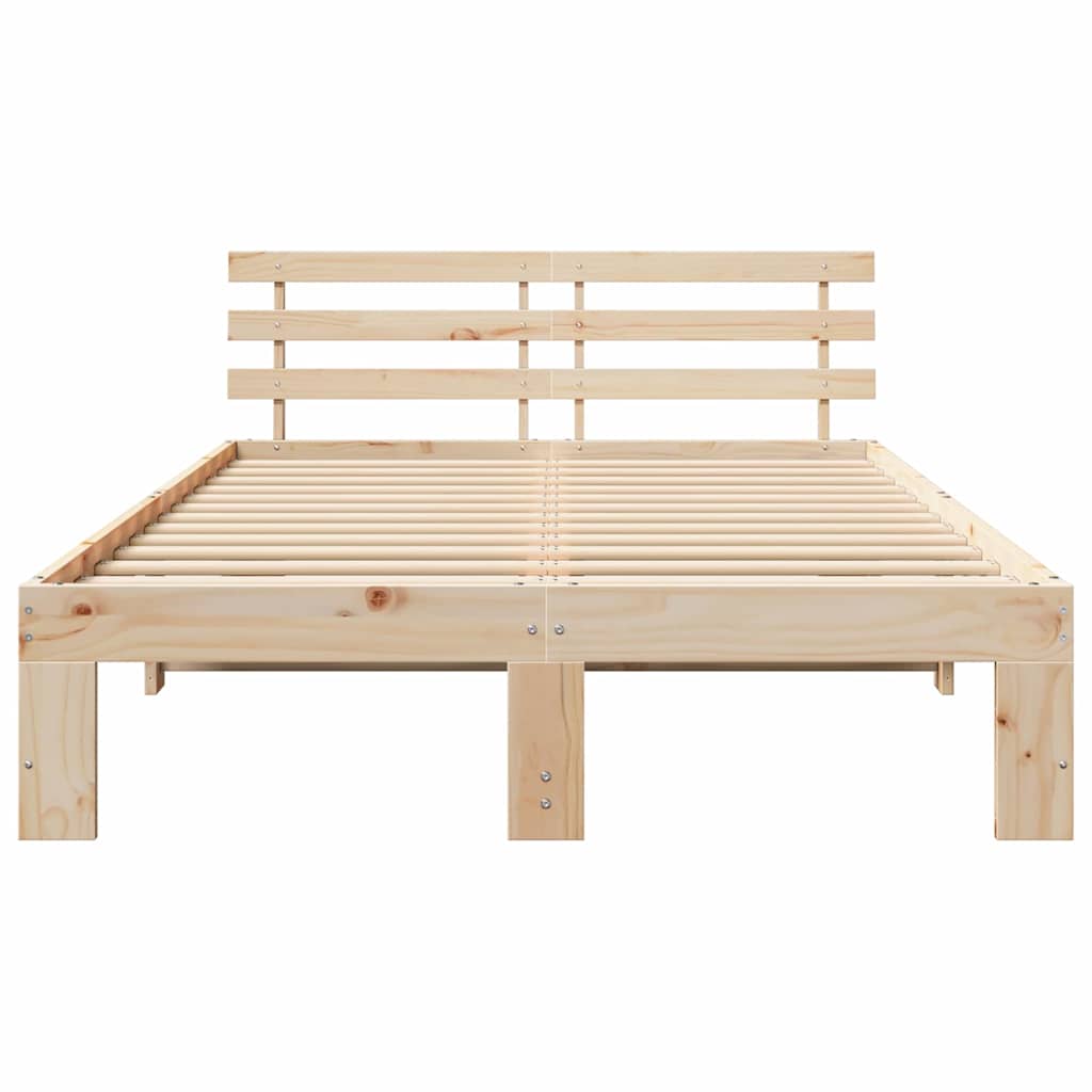 Sengestel Med Hovedgærde Creme 140 190 Cm Massivt Fyrretræ - Billede 6