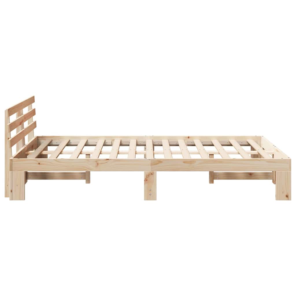 Sengestel Med Hovedgærde Creme 140 190 Cm Massivt Fyrretræ - Billede 7