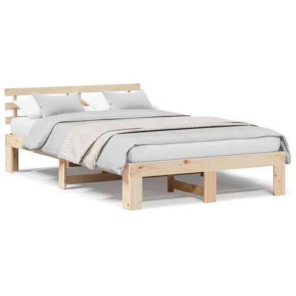 Sengestel Med Hovedgærde Creme 140 190 Cm Massivt Fyrretræ - Billede 4