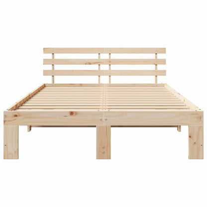 Sengestel Med Hovedgærde Brun 135 190 Cm Massivt Fyrretræ - Billede 6