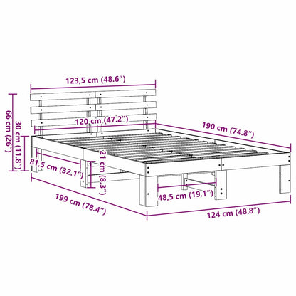 Sengestel Med Hovedgærde Brun 120 X 190 Cm Massivt Fyrretræ - Billede 10