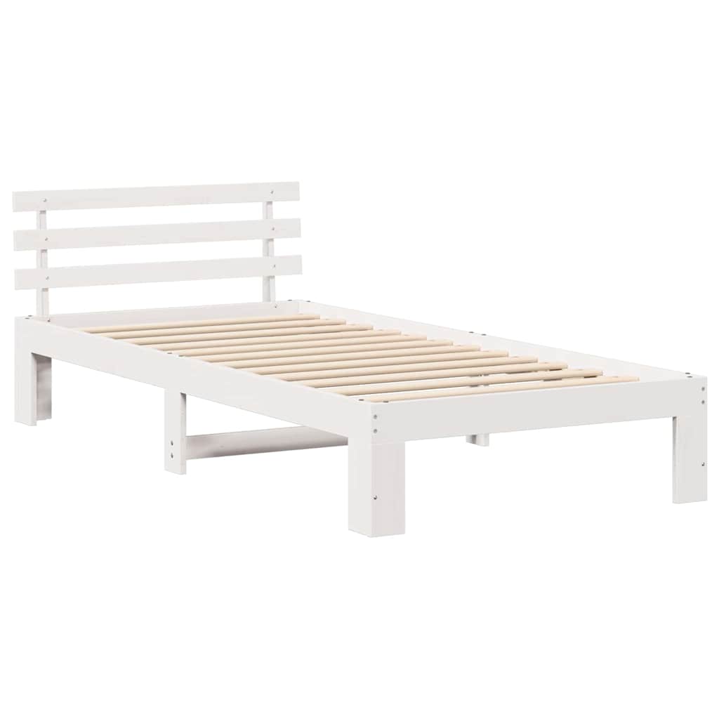 Sengestel Med Hovedgærde Massiv Fyrretræ - Billede 4