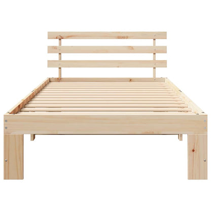 Sengestel Med Hovedgærde Brun 90 190 Cm Massivt Fyrretræ - Billede 6