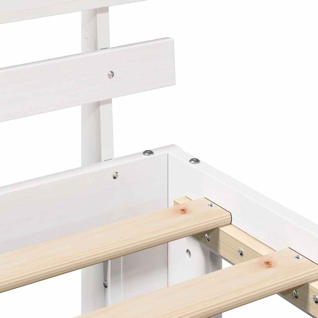 Sengestel Med Hovedgærde Hvid 90 X 190 Cm Massivt Fyrretræ - Billede 9