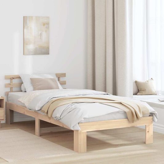 Sengestel Med Hovedgærde Brun 75 190 Cm Massivt Fyrretræ - Hovedbillede