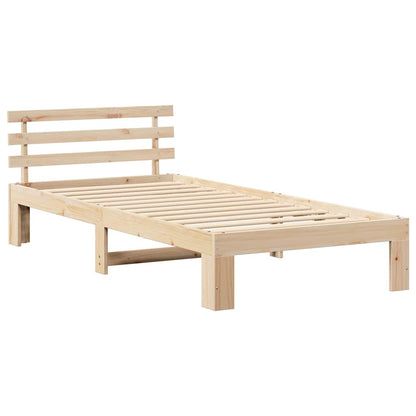 Sengestel Med Hovedgærde Brun 75 190 Cm Massivt Fyrretræ - Billede 2