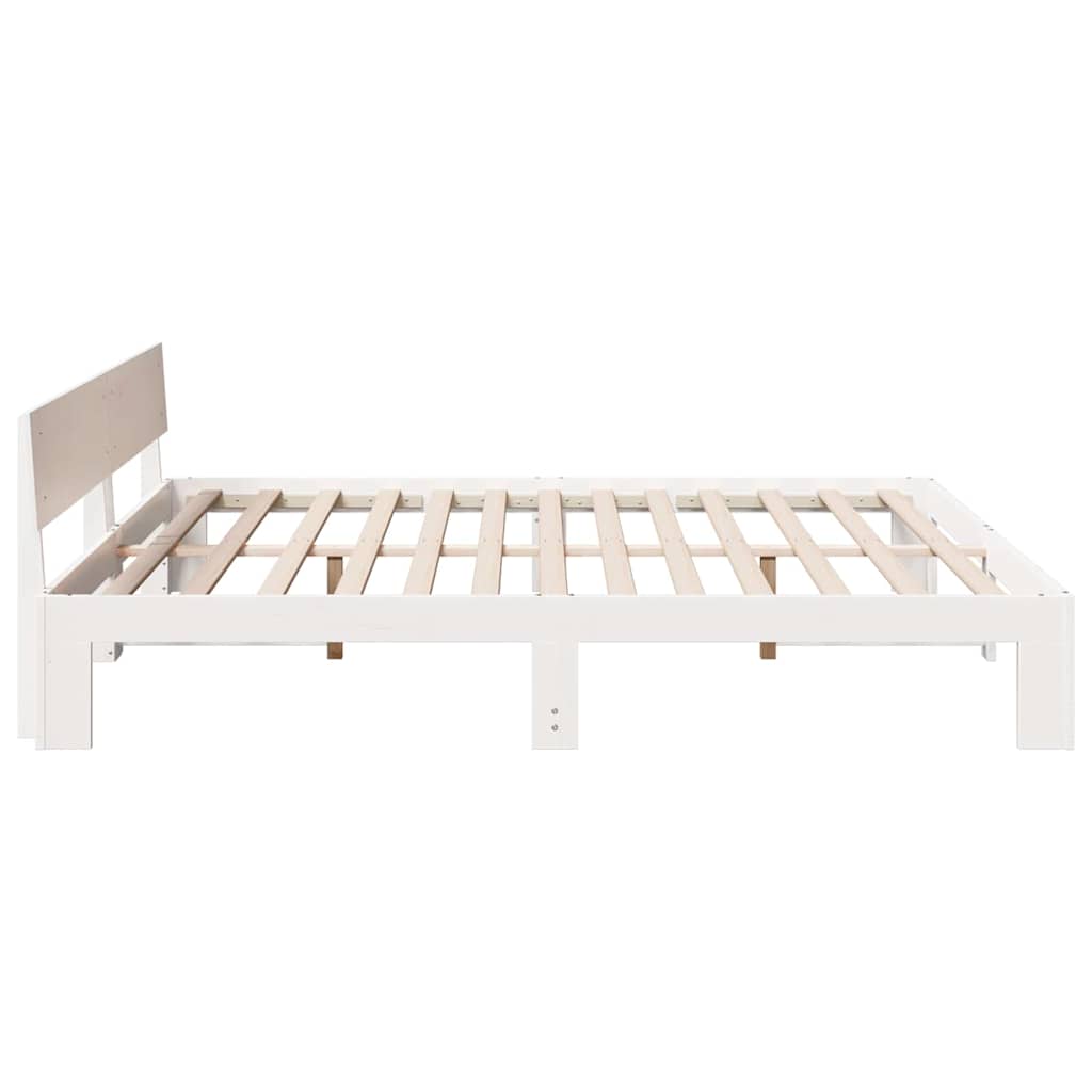 Sengestel Med Hovedgærde Hvid 180 X 200 Cm Massivt Fyrretræ - Billede 7