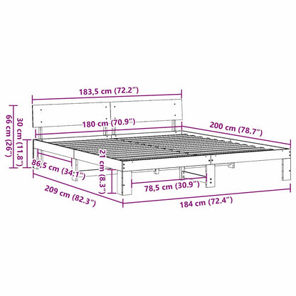 Sengestel Med Hovedgærde Hvid 180 X 200 Cm Massivt Fyrretræ - Billede 11