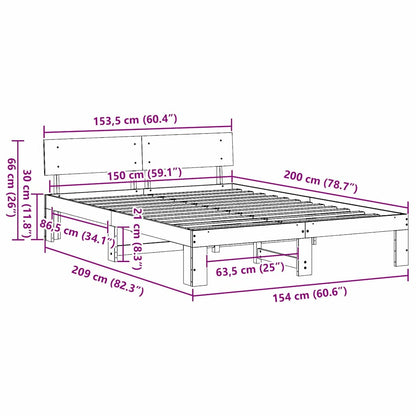 Sengestel Med Hovedgærde Brun 150 X 200 Cm Massivt Fyrretræ - Billede 10