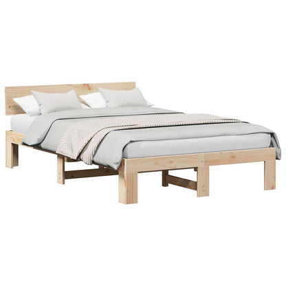 Sengestel Med Hovedgærde Brun 140 190 Cm Massivt Fyrretræ - Billede 3