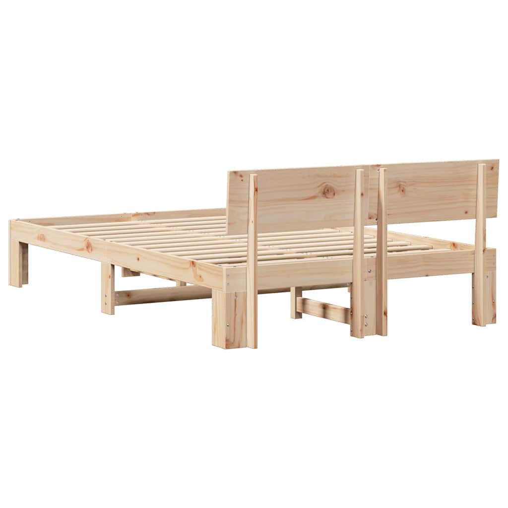 Sengestel Med Hovedgærde Brun 135 190 Cm Massivt Fyrretræ - Billede 8