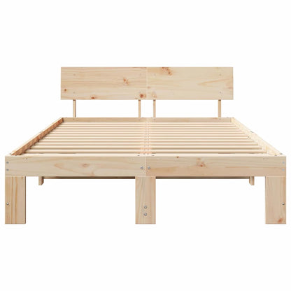 Sengestel Med Hovedgærde Brun 135 190 Cm Massivt Fyrretræ - Billede 6