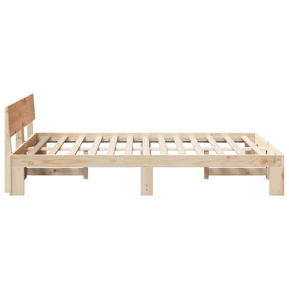 Sengestel Med Hovedgærde Brun 135 190 Cm Massivt Fyrretræ - Billede 7