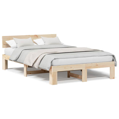 Sengestel Med Hovedgærde Brun 135 190 Cm Massivt Fyrretræ - Billede 4