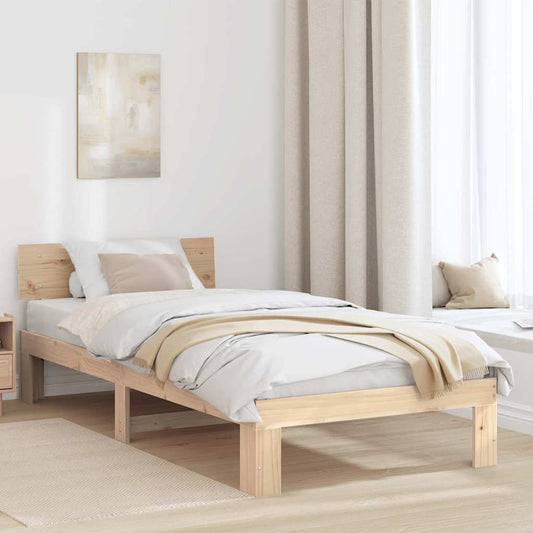 Sengestel Med Hovedgærde Brun 90 190 Cm Massivt Fyrretræ - Hovedbillede