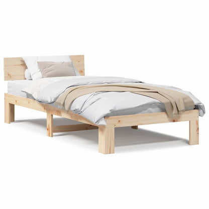 Sengestel Med Hovedgærde Brun 90 X 190 Cm Massivt Fyrretræ - Billede 4