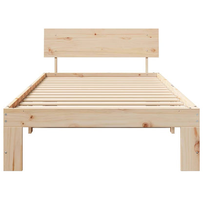 Sengestel Med Hovedgærde Brun 75 190 Cm Massivt Fyrretræ - Billede 6
