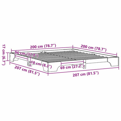 Sengestel Massiv Fyrretræ 207 X 207 X 17 Cm Massivt Fyrretræ - Billede 10