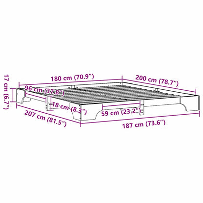 Sengestel Massiv Fyrretræ 207 187 17 Cm Massivt Fyrretræ - Billede 10