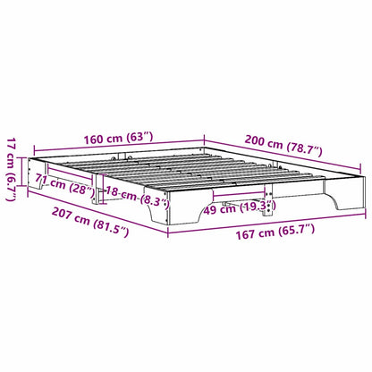 Sengestel Hvid 207 X 167 X 17 Cm Massivt Fyrretræ - Billede 10