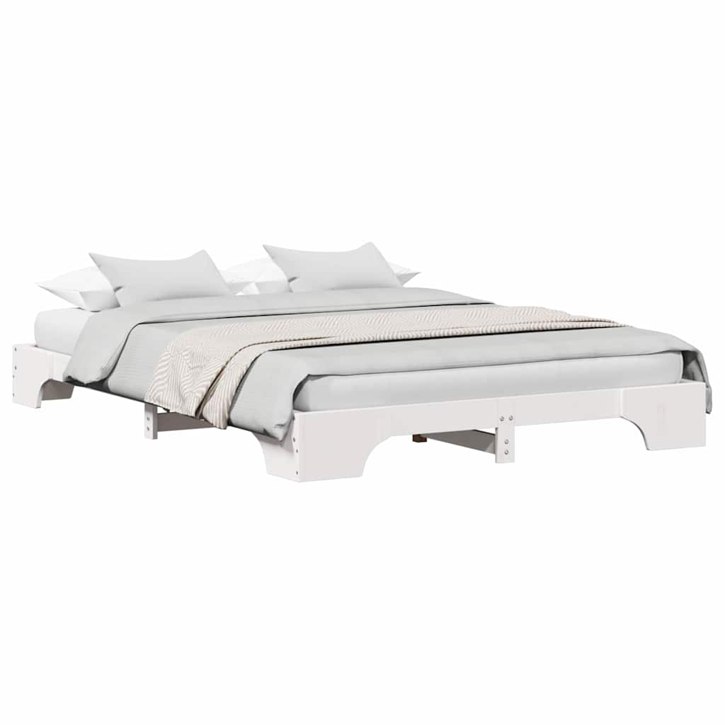 Sengestel Hvid 207 X 155.5 X 17 Cm Massivt Fyrretræ - Billede 3