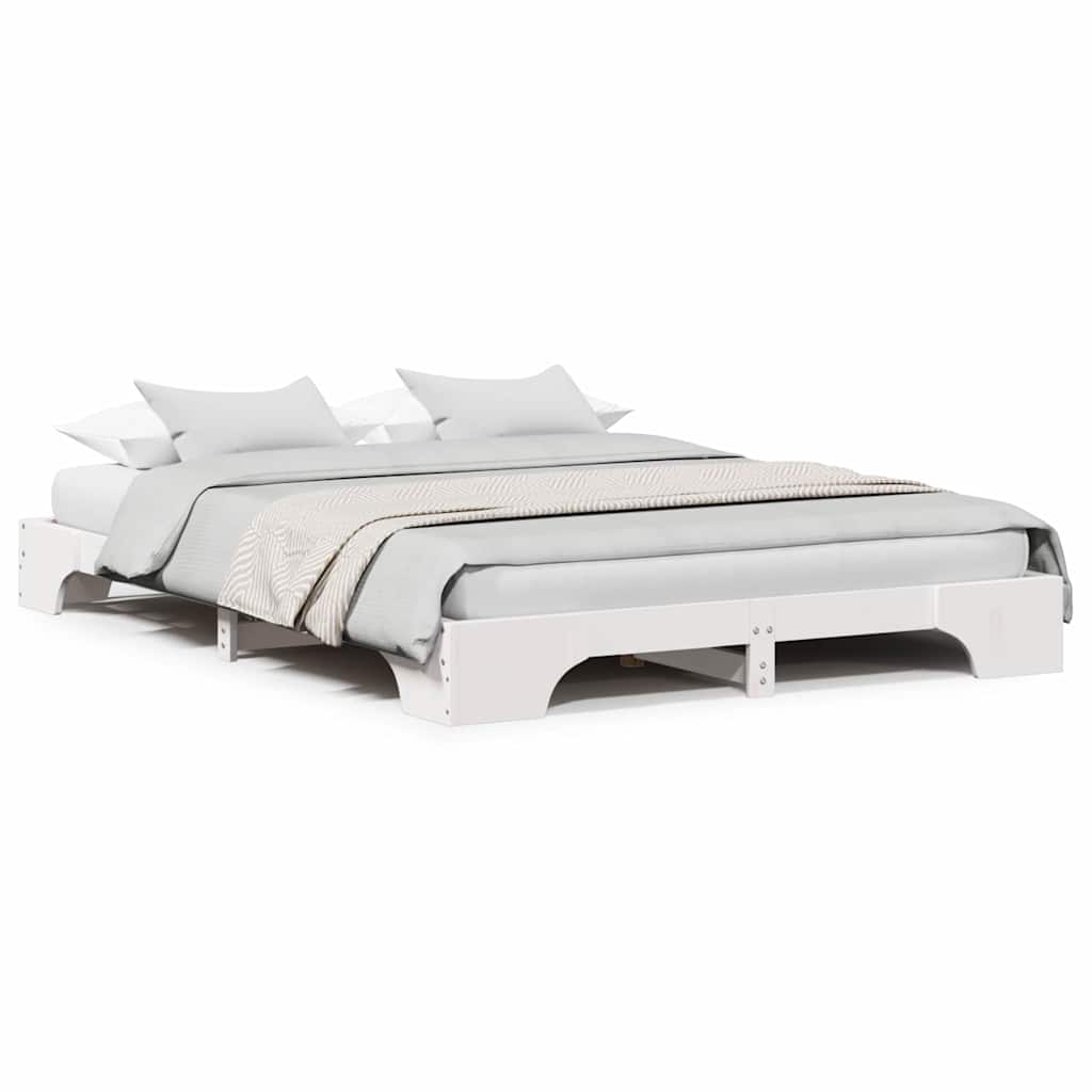 Sengestel Hvid 207 X 155.5 X 17 Cm Massivt Fyrretræ - Billede 4