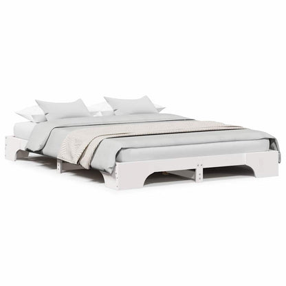 Sengestel Hvid 207 X 155.5 X 17 Cm Massivt Fyrretræ - Billede 4