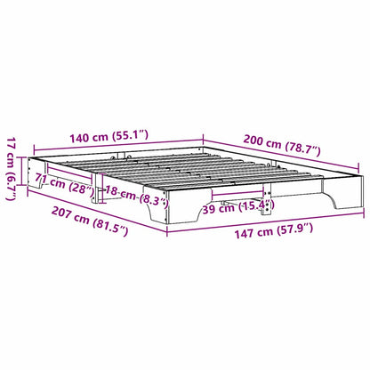 Sengestel Massiv Fyrretræ 207 X 147 X 17 Cm Massivt Fyrretræ - Billede 10