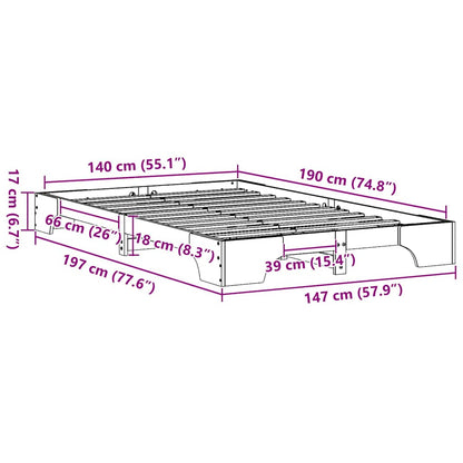 Sengestel Hvid 197 X 147 X 17 Cm Massivt Fyrretræ - Billede 10