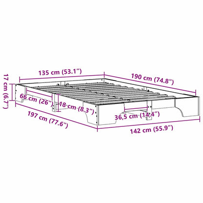 Sengestel Massiv Fyrretræ 197 142 17 Cm Massivt Fyrretræ - Billede 10