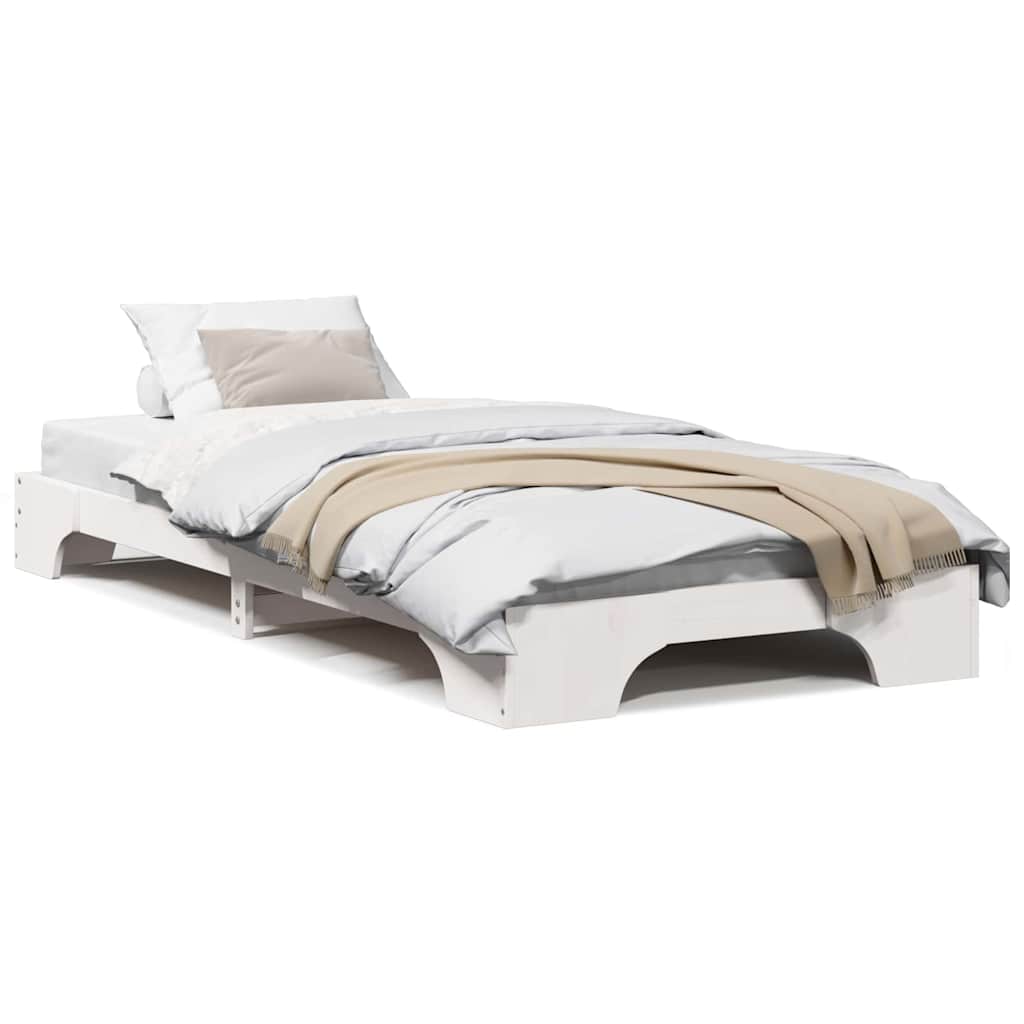 Sengestel Hvid 197 X 97 X 17 Cm Massivt Fyrretræ - Billede 4