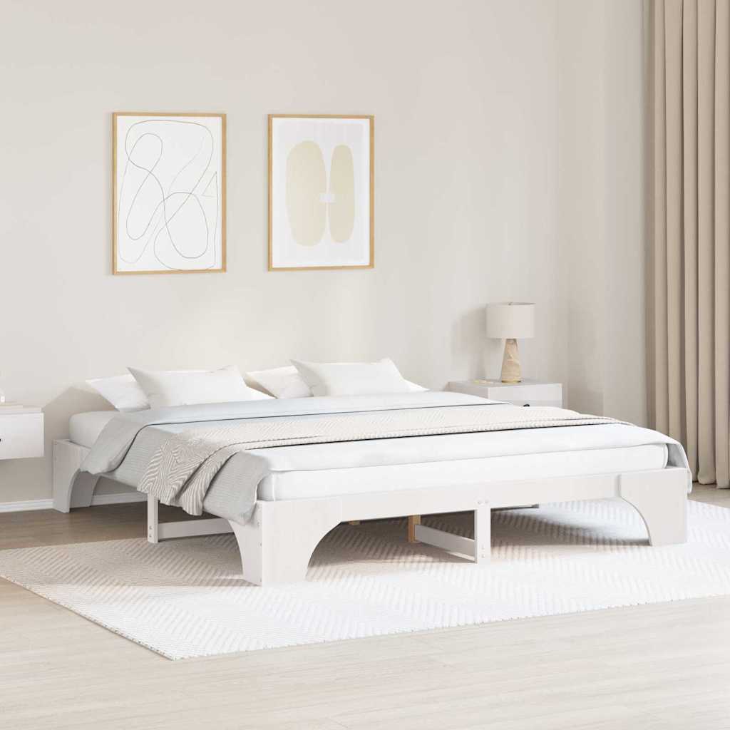 Sengestel Hvid 207 207 30 Cm Massivt Fyrretræ - Hovedbillede