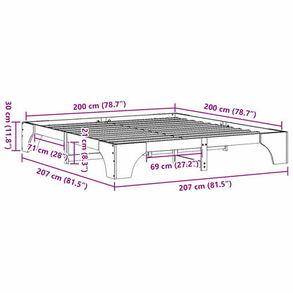 Sengestel Hvid 207 X 207 X 30 Cm Massivt Fyrretræ - Billede 10