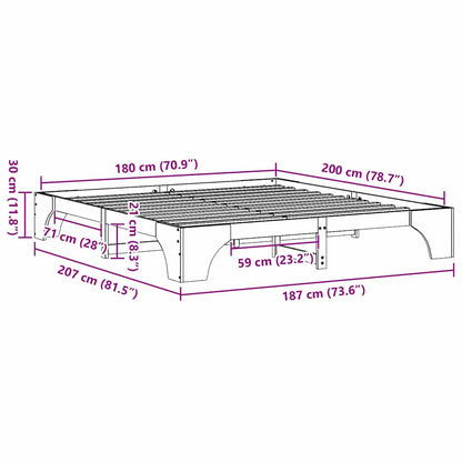 Sengestel Hvid 207 X 187 X 30 Cm Massivt Fyrretræ - Billede 10